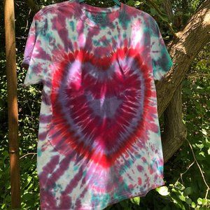 Homemade, vegan, natural, Heart Tie Dye t-shirt